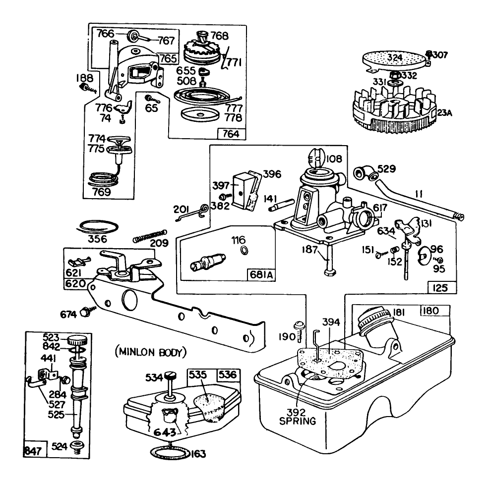 Engine Model No. 93508-0198-01 Diagram and Parts List for 16870 2000001 - 2999999 Toro Lawn Mower