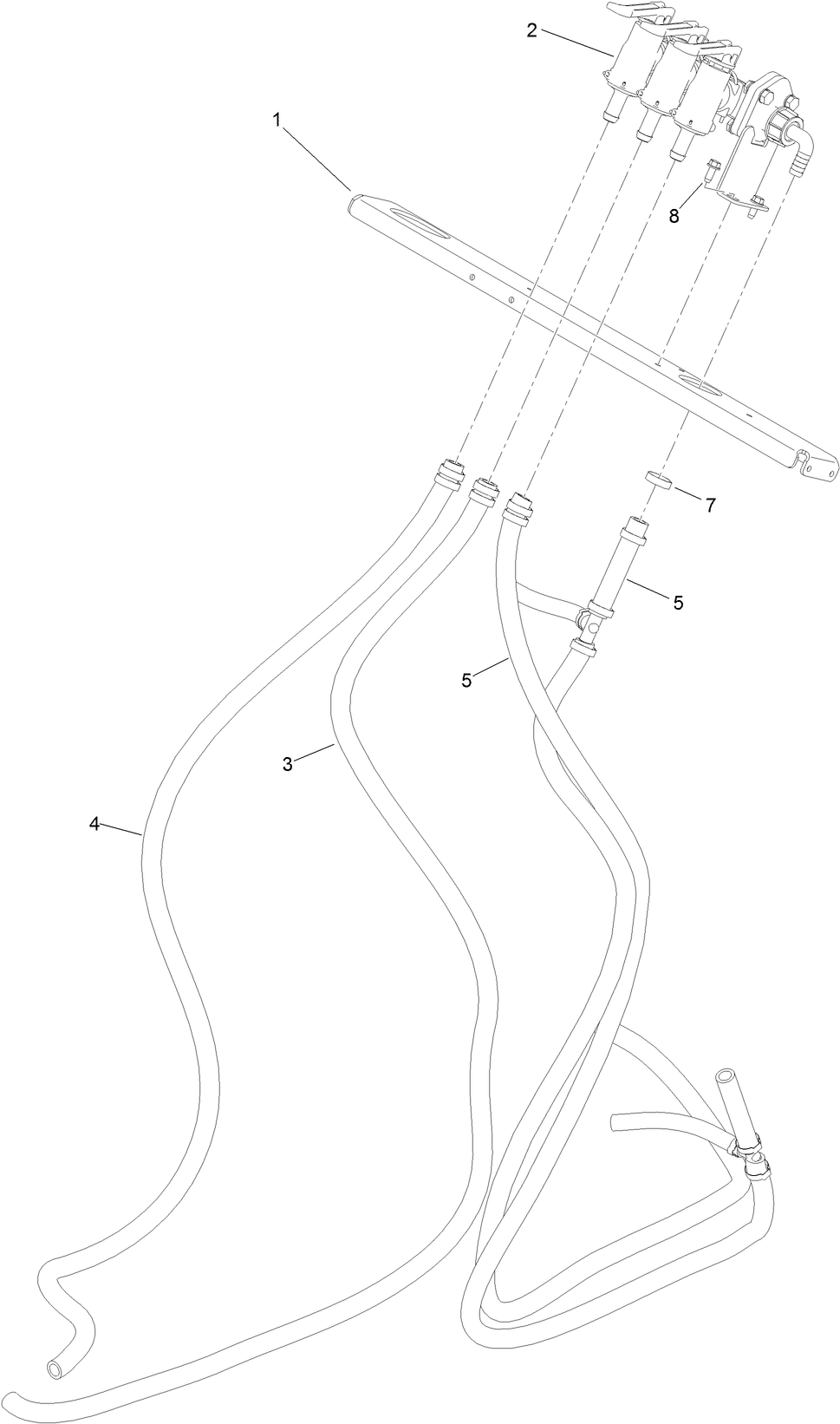 Control Valve Manifold And Hose Assembly Diagram and Parts List for 408787721-999999999 Toro Spreader