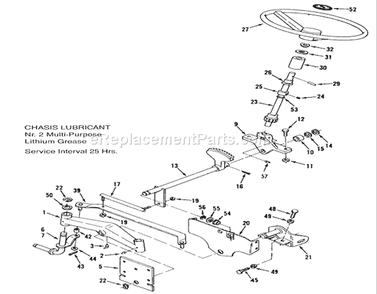 Front Axle And Steering (Mower Hanger) Diagram and Parts List for 1990 Toro Lawn Tractor