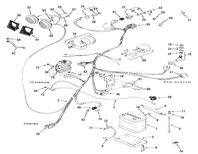 Electrical System Diagram and Parts List for 1990 Toro Lawn Tractor