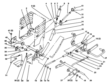 Lift Lever And Height Of Cut Diagram and Parts List for 4900001 - 4999999 Toro Lawn Tractor