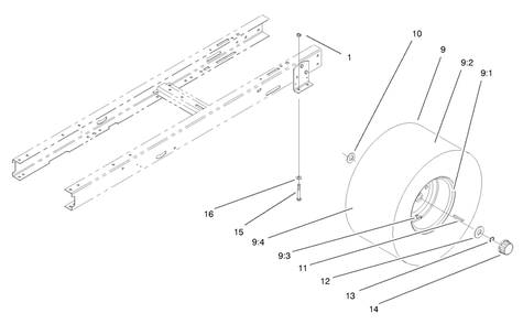 Rear Wheel Assembly Diagram and Parts List for 7900001 - 7999999 Toro Lawn Tractor