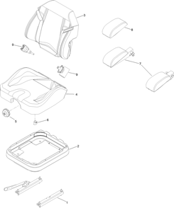 Seat Assembly Diagram and Parts List for 409031049-999999999 Toro Lawn Mower