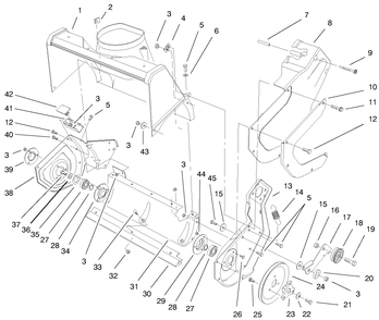 Housing & Side Plate Assembly Diagram and Parts List for 99000001 - 99999999 Toro Snow Blower