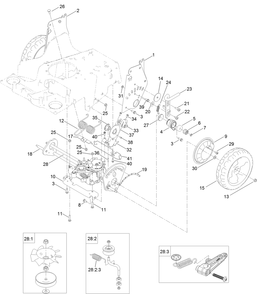 Traction And Height-Of-Cut Assembly Diagram and Parts List for 410113486-410199999 Toro Lawn Mower