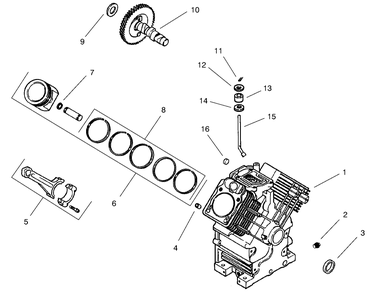Group 2-Crankcase Diagram and Parts List for 990001 - 991007 Toro Lawn Tractor Accessories
