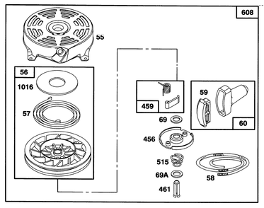 Engine Briggs & Stratton Model 128802-0615-01 Diagram and Parts List for 6900001 - 6999999 Toro Lawn Mower