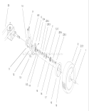 Gear Case and Wheel Assembly Diagram and Parts List for 220000001-220999999 - 2002 Toro Lawn Mower
