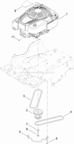 Engine_And_Pulley_Assembly Diagram and Parts List for 313000001 - 313999999 Toro Lawn Mower