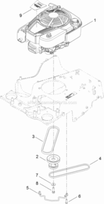 Engine_And_Pulley_Assembly Diagram and Parts List for 312000001 - 312008661 Toro Lawn Mower