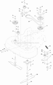 Belt_Spindle_And_Blade_Assembly Diagram and Parts List for 314000001 - 314200000 Toro Lawn Mower