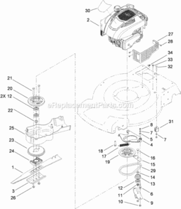 Engine_And_Blade_Assembly Diagram and Parts List for 311000001 - 311999999 Toro Lawn Mower