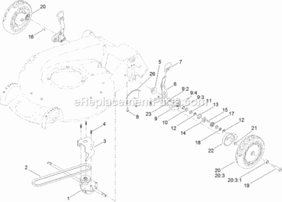 Rear_Wheel_And_Height-Of-Cut_Assembly Diagram and Parts List for 314000001 - 314999999 Toro Lawn Mower