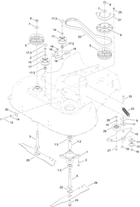 Spindle And Belt Assembly Diagram and Parts List for 414255982 - 999999999 Toro Lawn Mower