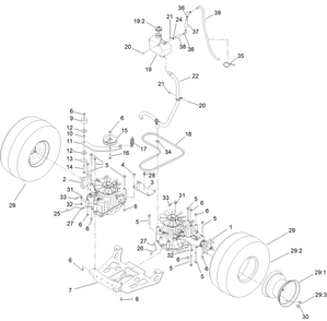 Ground Drive Assembly Diagram and Parts List for 415000000 - 999999999 Toro Lawn Mower