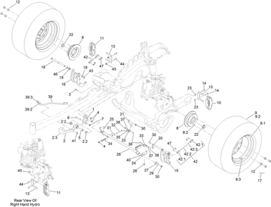Rear Wheel And Parking Brake Assembly Diagram and Parts List for 402100000-403137936 Toro Lawn Mower