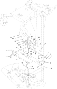 Deck Lift Assembly Diagram and Parts List for 413000000 - 999999999 Toro Lawn Mower