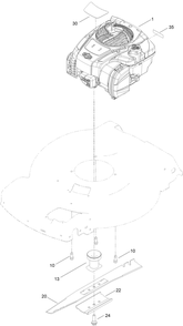 Engine And Blade Assembly Diagram and Parts List for 411820185 - 411994987 Toro Lawn Mower