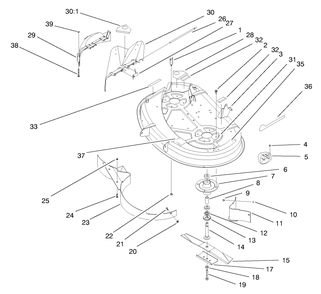 Deck Assembly (38" Cutting Unit) Diagram and Parts List for 7900001 - 7999999 Toro Lawn Tractor