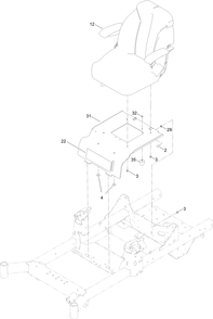 Seat Pan Assembly Diagram and Parts List for 413000000 - 414299999 Toro Lawn Tractor