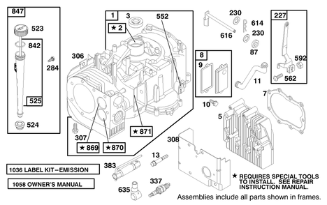 Engine Briggs & Stratton Model 28m707-1122-E1 Diagram and Parts List for 8900001 - 8999999 Toro Lawn Tractor