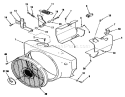 Blower Housing And Governor Diagram and Parts List for 1990 Toro Lawn Tractor