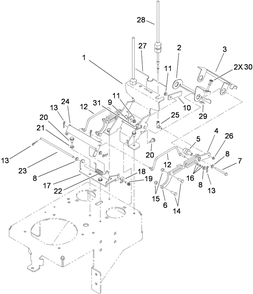 Lower Control Assembly Diagram and Parts List for (290000001-290000205)(2009) Toro Lawn Mower