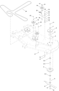 60 Inch Deck, Belt And Blade Assembly Diagram and Parts List for 315000001 - 315999999 Toro Lawn Tractor