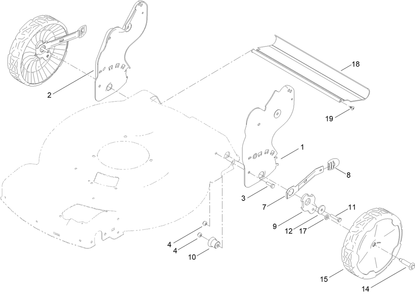 Rear Wheel And Height-Of-Cut Assembly Diagram and Parts List for 411820185 - 411994987 Toro Lawn Mower