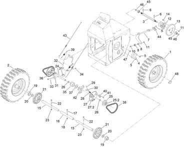 Traction Drive Assembly Diagram and Parts List for 408800000 - 411699999 Toro Power Broom