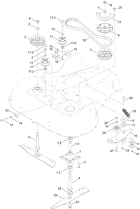 Spindle And Belt Assembly Diagram and Parts List for 407000000 - 412999999 Toro Lawn Mower