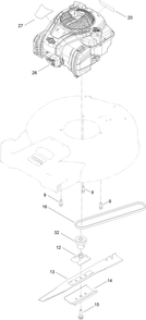 Engine And Blade Assembly Diagram and Parts List for 400000000 - 999999999 Toro Lawn Mower