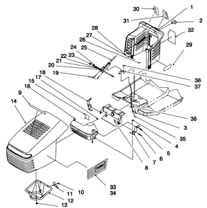 Hood Assembly Diagram and Parts List for 6900001 - 6999999 Toro Lawn Tractor