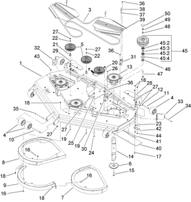 Deck Assembly Diagram and Parts List for (270000301-270999999)(2007) Toro Lawn Tractor