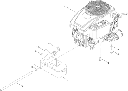Engine And Muffler Assembly Diagram and Parts List for 409431744 - 410899999 Toro Lawn Tractor