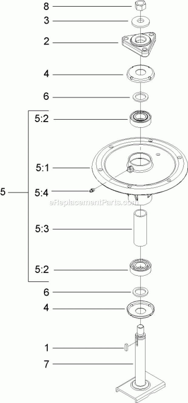 Spindle Assembly No. 107-8504 Diagram and Parts List for 270000001-270999999 Toro Lawn Mower