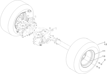 Rear Wheel Assembly Diagram and Parts List for 404621105-999999999 Toro Lawn Tractor