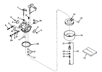 Carburetor No. 632107 Diagram and Parts List for 0000001 - 0999999 Toro Snow Blower