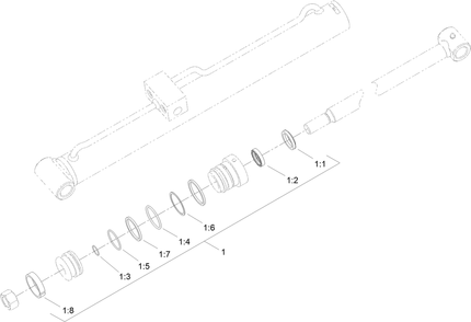 Left Hand Hydraulic Lift Cylinder  Assembly No. 104-6267 Diagram and Parts List for 402000000 - 404684849 Toro Lawn Tractor Accessories