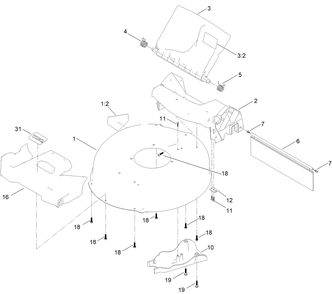 Housing Assembly Diagram and Parts List for 400000000 - 999999999 Toro Lawn Mower