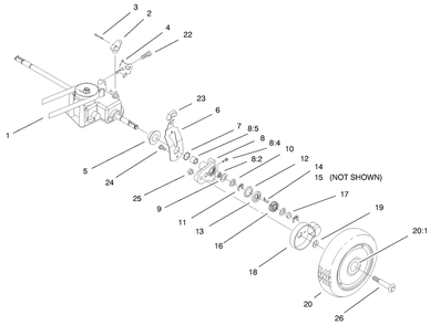 Rear Axle Assembly Diagram and Parts List for 8900001 - 8999999 Toro Lawn Mower