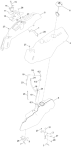 Body Styling And Fuel Pod Assembly Diagram and Parts List for 411000000 - 411799999 Toro Lawn Tractor