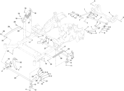 Deck Lift Assembly Diagram and Parts List for 402100000-403137936 Toro Lawn Mower