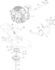 Engine, Clutch And Muffler Assembly Diagram and Parts List for 400000000-402099999 Toro Lawn Mower