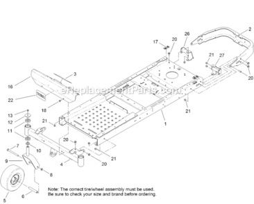 Frame_Front_Axle_And_Caster_Wheel_Assembly Diagram and Parts List for 312000001-312999999 Toro Lawn Tractor