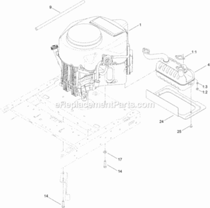 Engine_And_Muffler_Assembly Diagram and Parts List for 314000001 - 314999999 Toro Lawn Tractor