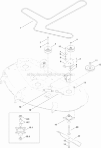 50_Inch_Deck_Belt_Spindle_And_Blade_Assembly Diagram and Parts List for 314000001 - 314999999 Toro Lawn Tractor