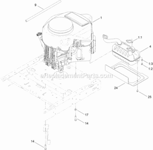Engine_And_Muffler_Assembly Diagram and Parts List for 312000001 - 312999999 Toro Lawn Tractor