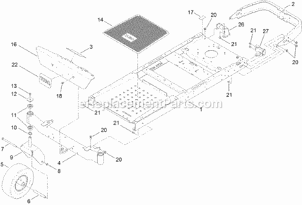 Frame_Front_Axle_And_Caster_Wheel_Assembly Diagram and Parts List for 312000001 - 312999999 Toro Lawn Tractor