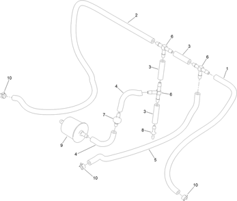 Vent Hose Assembly Diagram and Parts List for 413000000 - 417999999 Toro Lawn Tractor